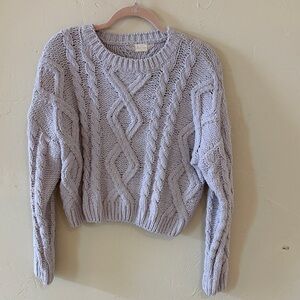 Altar’d State Cable Knit Sweater - Light Gray